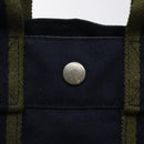 HERMES Fourre Tout PM Hand Bag Canvas Navy Green Silver Auth sw656-17