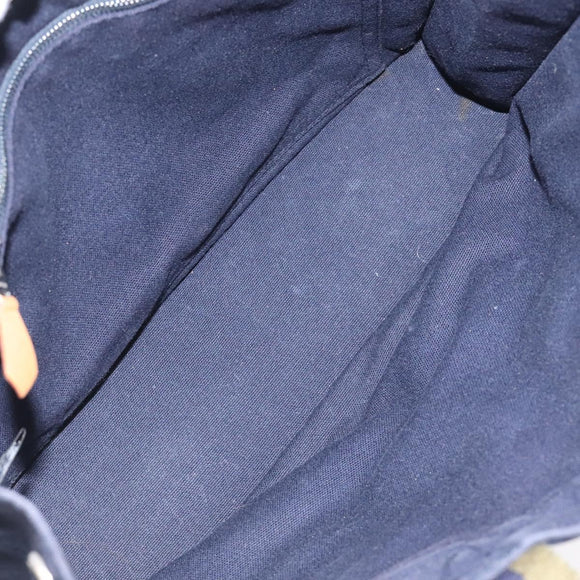 HERMES Fourre Tout PM Hand Bag Canvas Navy Green Silver Auth sw656