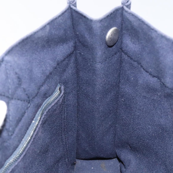 HERMES Fourre Tout PM Hand Bag Canvas Navy Green Silver Auth sw656