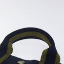 HERMES Fourre Tout PM Hand Bag Canvas Navy Green Silver Auth sw656-8