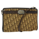 Christian Dior Trotter Canvas Shoulder Bag Brown Gold Auth sw662-1