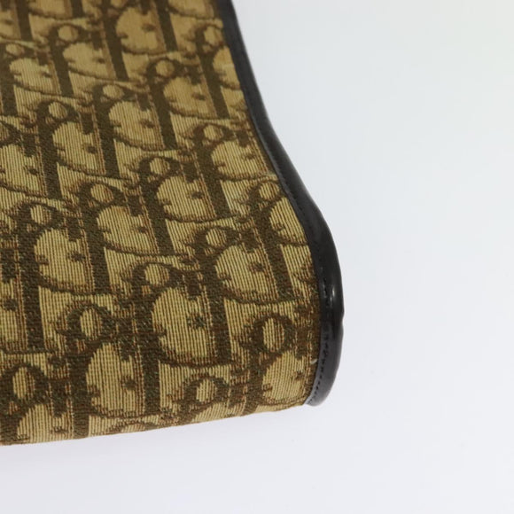 Christian Dior Trotter Canvas Shoulder Bag Brown Gold Auth sw662