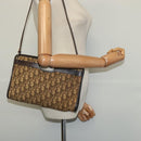 Christian Dior Trotter Canvas Shoulder Bag Brown Gold Auth sw662-19