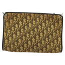Christian Dior Trotter Canvas Shoulder Bag Brown Gold Auth sw662-3
