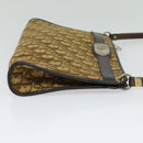 Christian Dior Trotter Canvas Shoulder Bag Brown Gold Auth sw662-4