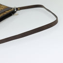 Christian Dior Trotter Canvas Shoulder Bag Brown Gold Auth sw662-7