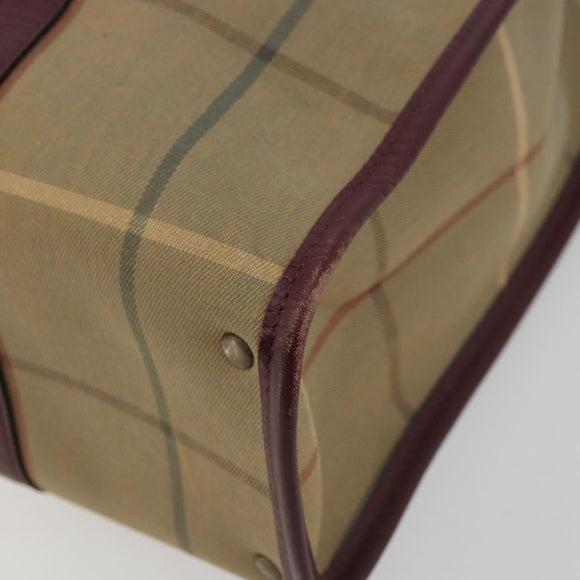 Burberry Nova Check Tote Bag Canvas Beige Goud Auth sw663