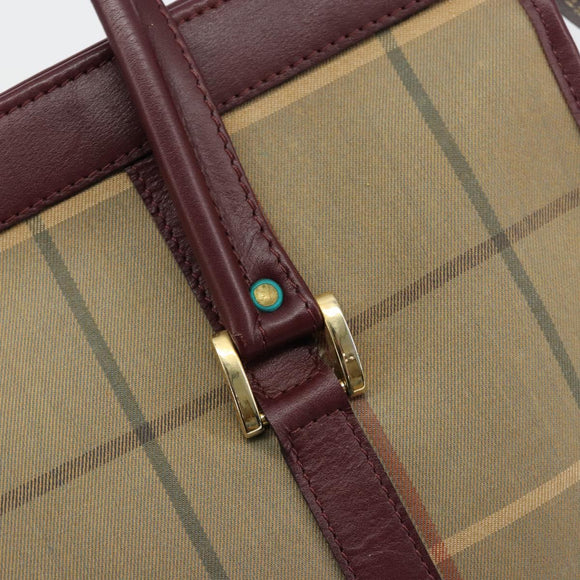 Burberry Nova Check Tote Bag Canvas Beige Goud Auth sw663