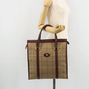 Burberry Nova Check Tote Bag Canvas Beige Goud Auth sw663-21