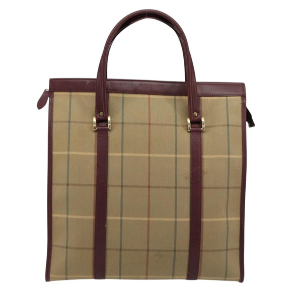 Burberry Nova Check Tote Bag Canvas Beige Goud Auth sw663