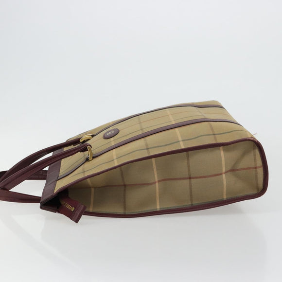 Burberry Nova Check Tote Bag Canvas Beige Goud Auth sw663