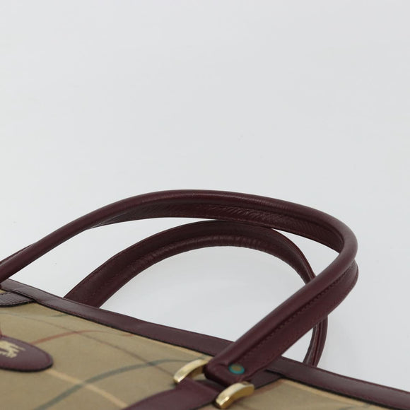 Burberry Nova Check Tote Bag Canvas Beige Goud Auth sw663