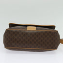 CELINE Macadam Canvas Shoulder Bag PVC Leather Brown Gold Auth sw675-5