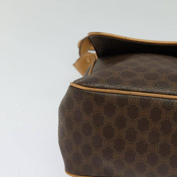 CELINE Macadam Canvas Shoulder Bag PVC Leather Brown Gold Auth sw675