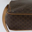CELINE Macadam Canvas Shoulder Bag PVC Leather Brown Gold Auth sw675-15