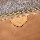 CELINE Macadam Canvas Shoulder Bag PVC Leather Brown Gold Auth sw675-12