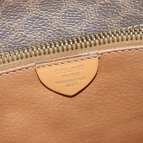 CELINE Macadam Canvas Shoulder Bag PVC Leather Brown Gold Auth sw675