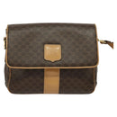 CELINE Macadam Canvas Shoulder Bag PVC Leather Brown Gold Auth sw675-13
