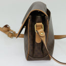 CELINE Macadam Canvas Shoulder Bag PVC Leather Brown Gold Auth sw675-4