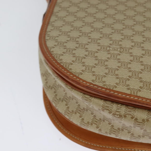 CELINE Shoulder Bag PVC Beige Gold Auth sw676