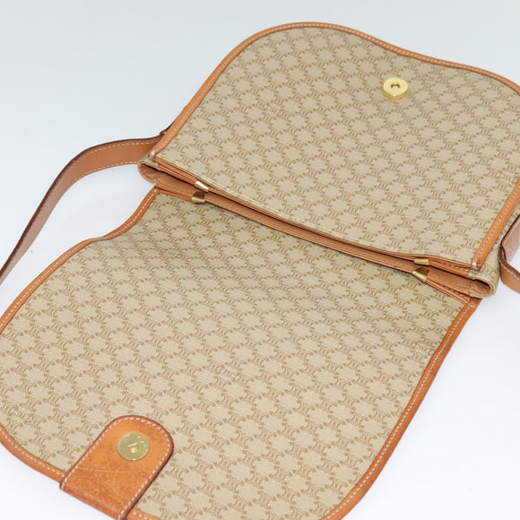 CELINE Shoulder Bag PVC Beige Gold Auth sw676