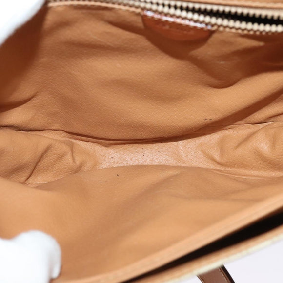 CELINE Shoulder Bag PVC Beige Gold Auth sw676