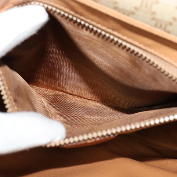 CELINE Shoulder Bag PVC Beige Gold Auth sw676