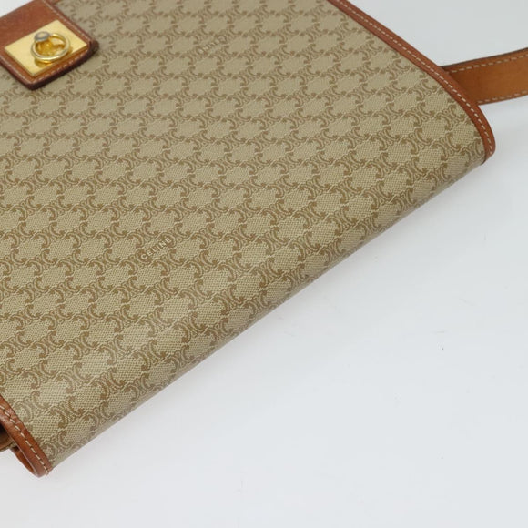 CELINE Shoulder Bag PVC Beige Gold Auth sw676