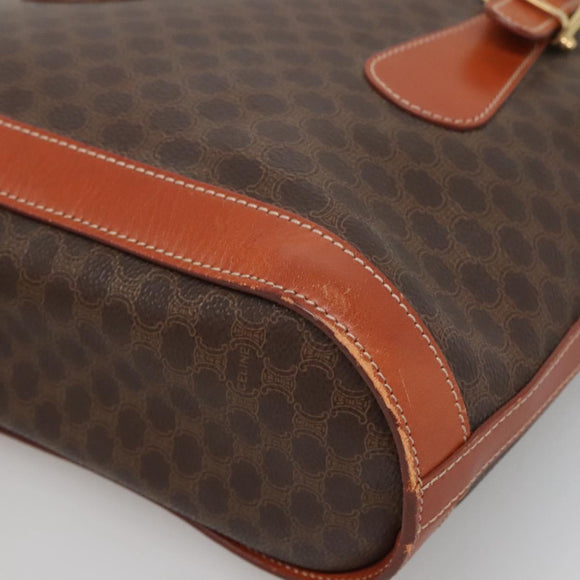 CELINE Macadam Canvas Shoulder Bag PVC Leather Brown Gold Auth sw680