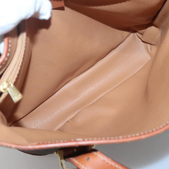 CELINE Macadam Canvas Shoulder Bag PVC Leather Brown Gold Auth sw680