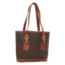 CELINE Macadam Canvas Shoulder Bag PVC Leather Brown Gold Auth sw680-1