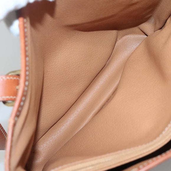 CELINE Macadam Canvas Shoulder Bag PVC Leather Brown Gold Auth sw680