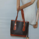 CELINE Macadam Canvas Shoulder Bag PVC Leather Brown Gold Auth sw680-22