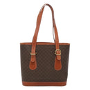 CELINE Macadam Canvas Shoulder Bag PVC Leather Brown Gold Auth sw680-2