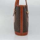 CELINE Macadam Canvas Shoulder Bag PVC Leather Brown Gold Auth sw680-4