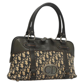 Christian Dior Trotter Canvas Hand Bag Navy Silver Auth sw686A