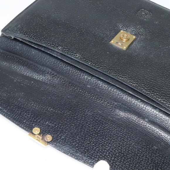 LOEWE Anagram Business Bag Leather Black Gold Auth sw696