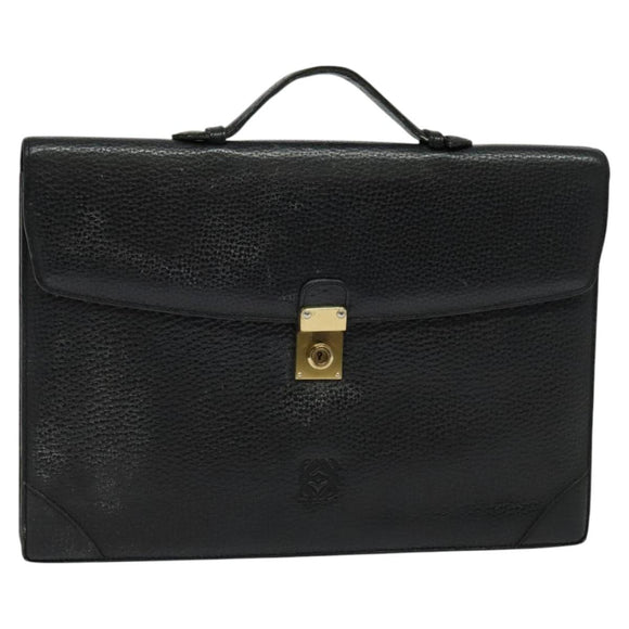 LOEWE Anagram Business Bag Leather Black Gold Auth sw696