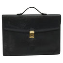 LOEWE Anagram Business Bag Leather Black Gold Auth sw696-13