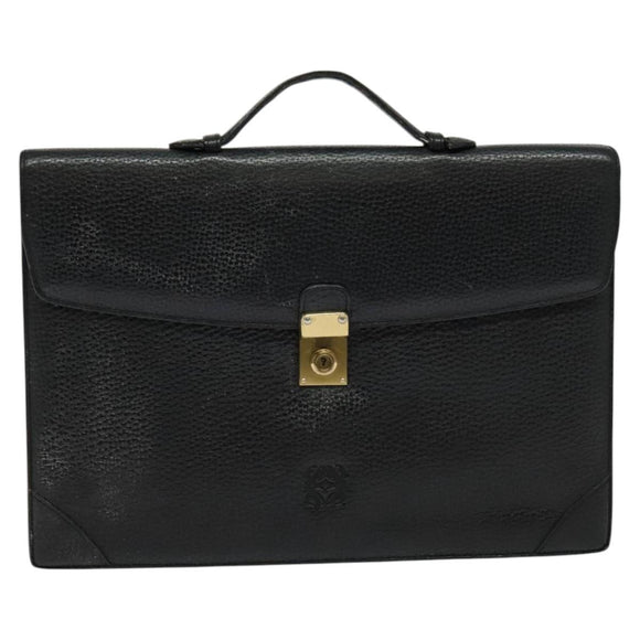 LOEWE Anagram Business Bag Leather Black Gold Auth sw696