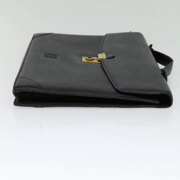 LOEWE Anagram Business Bag Leather Black Gold Auth sw696