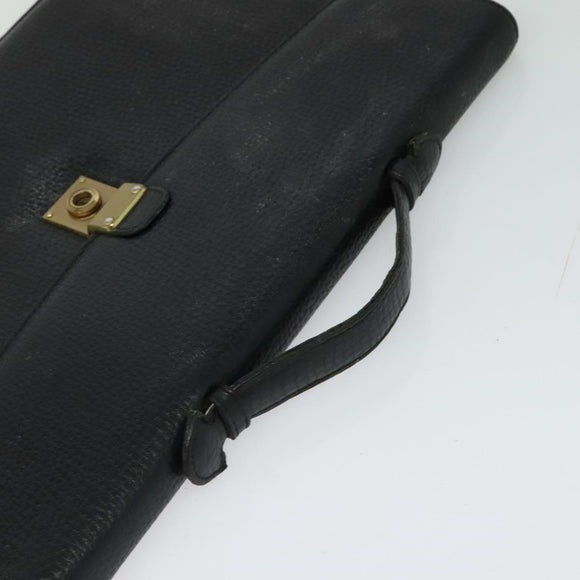 LOEWE Anagram Business Bag Leather Black Gold Auth sw696