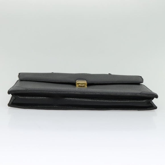 LOEWE Anagram Business Bag Leather Black Gold Auth sw696