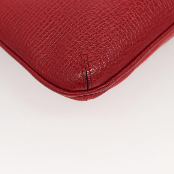 LOEWE Anagram Shoulder Bag Suede Leather Red Gold Auth sw697