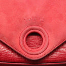 LOEWE Anagram Shoulder Bag Suede Leather Red Gold Auth sw697-10