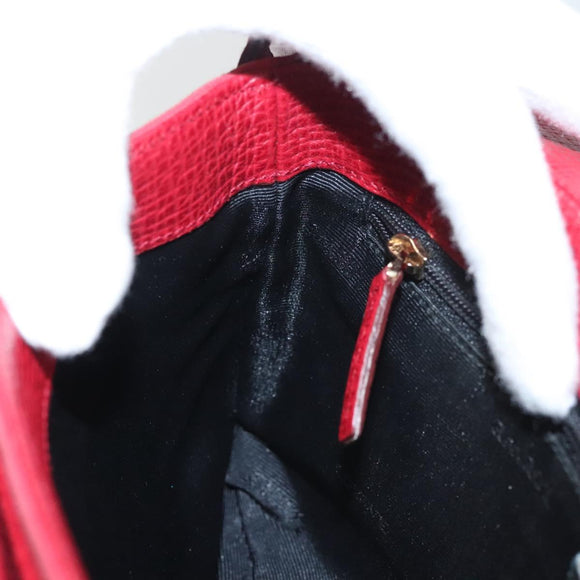 LOEWE Anagram Shoulder Bag Suede Leather Red Gold Auth sw697