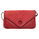 LOEWE Anagram Shoulder Bag Suede Leather Red Gold Auth sw697-13