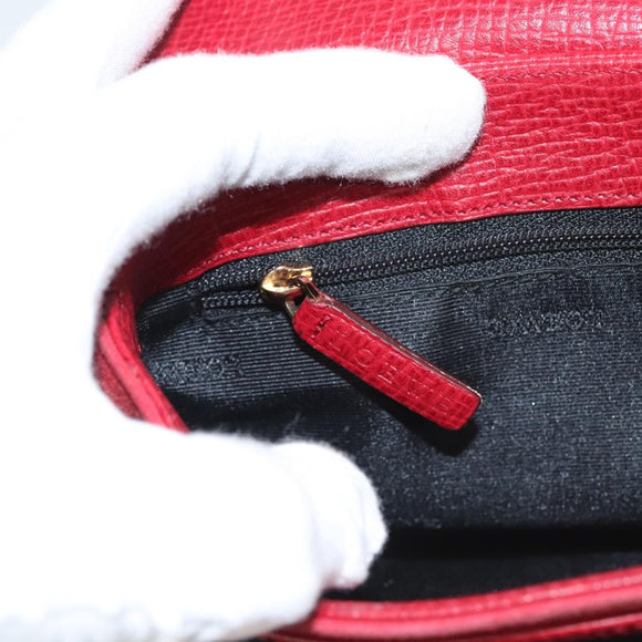 LOEWE Anagram Shoulder Bag Suede Leather Red Gold Auth sw697