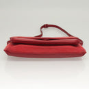 LOEWE Anagram Shoulder Bag Suede Leather Red Gold Auth sw697-5