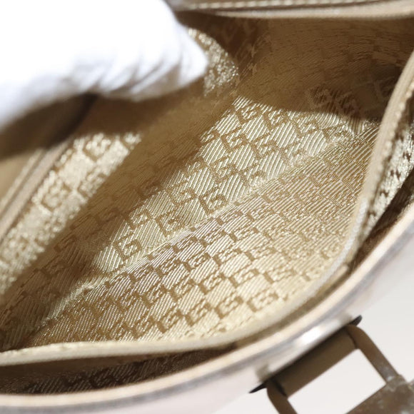 GUCCI Hand Bag Leather Beige Gold 001 4150 Auth sw703